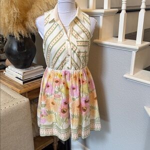 Ever New Floral Sleeveless Collared Half Button Mini Dress Size 6
